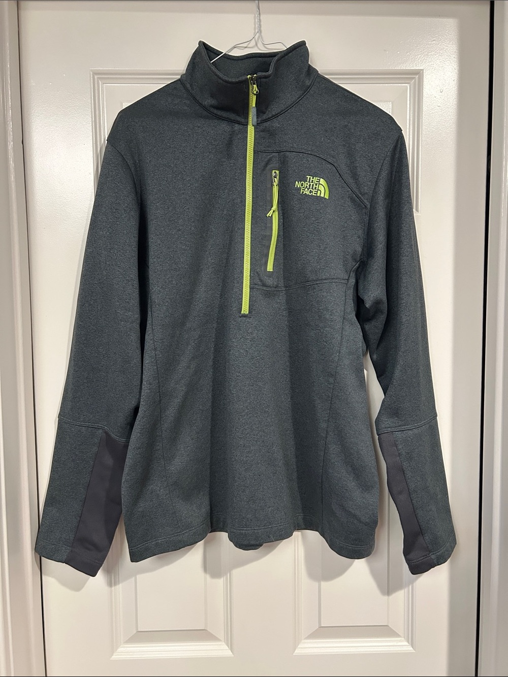 The North Face Men’s Green Fleece Quarter-Zip with Lime Green Accents